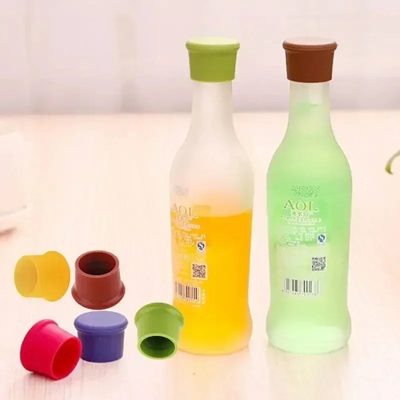 5-Pack Flexible Food-Grade Silicone Wine & Beer Bottle Stoppers, Leakproof Cocktail Glass Corks, Reusable Bar Accessories