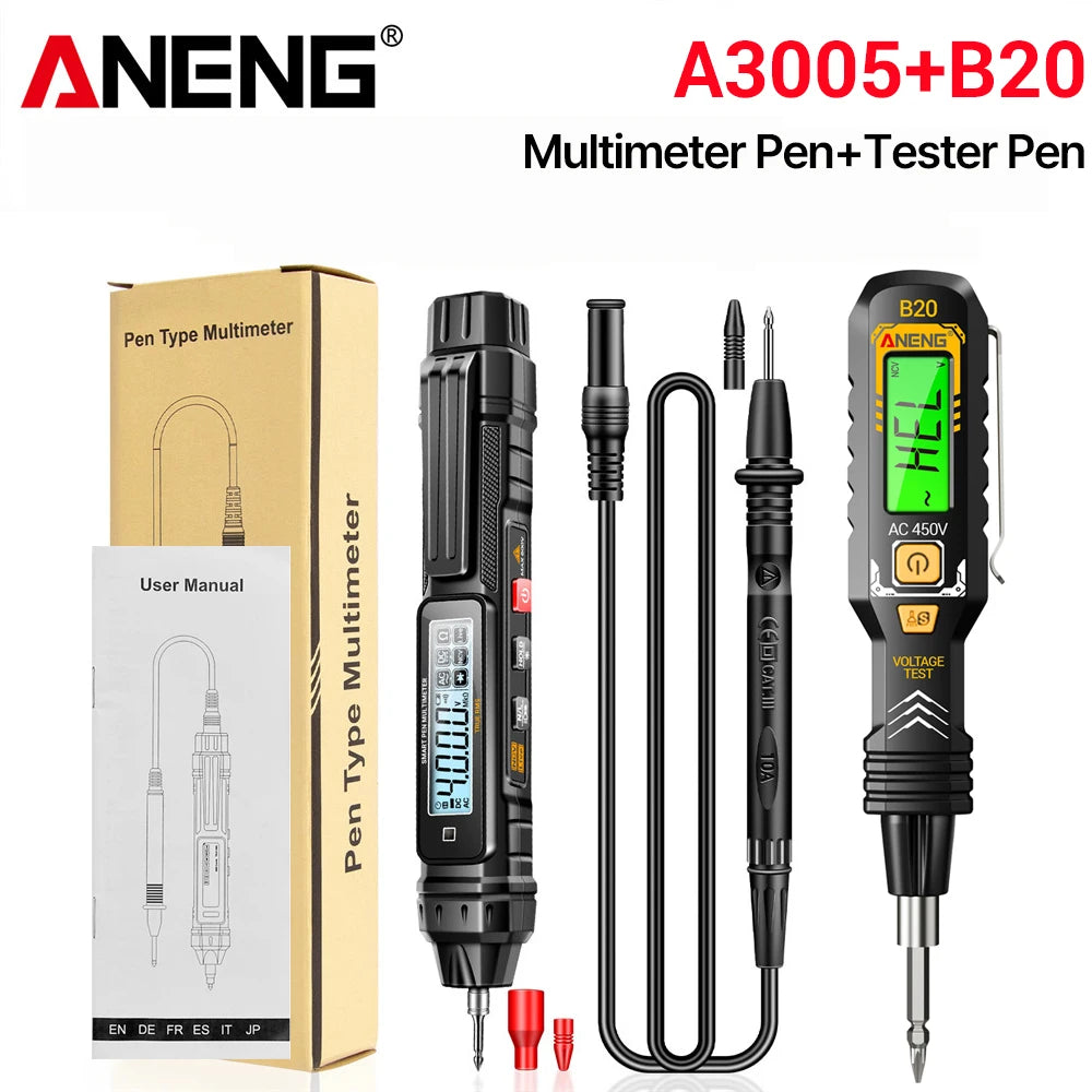 Pen Multimeter & NCV Non-Contact AC/DC Voltage Test Pen Combo with Double-Head Screwdriver