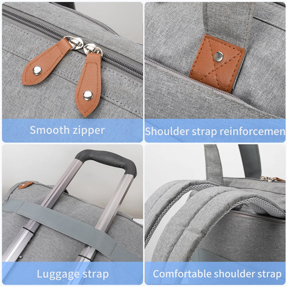 Large Mom Dad Diaper Backpack - Maternity Nappy Bag with Pacifier Pouch