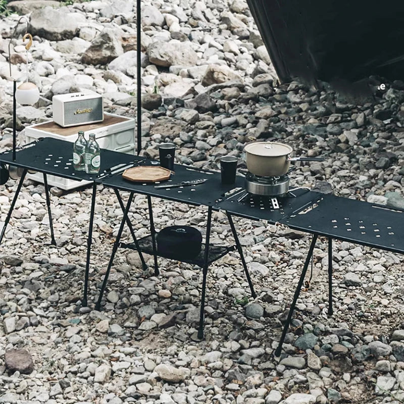 Folding IGT Tactical Camping Table - Adjustable Aluminum Portable Picnic Table
