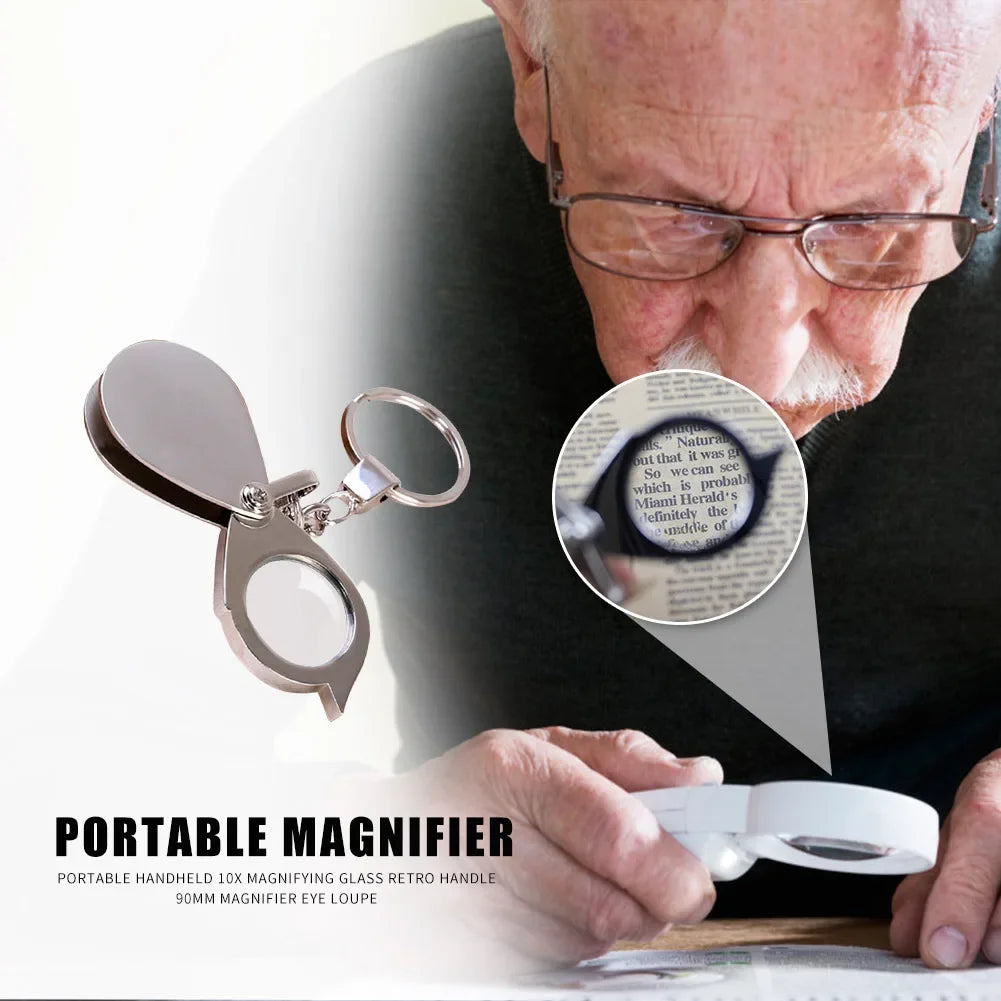 10x / 15x Folding Keychain Magnifier - Portable Pocket Loupe for Jewelry, Coins & Stamps