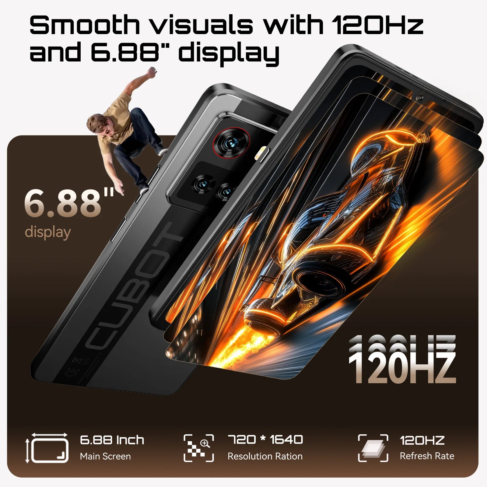 5G Smartphone Android 15 – Dimensity 7025 Octa-Core, 6.88-inch 120Hz IPS, 16GB (8+8) RAM & 256GB, 64MP Triple Camera, 5100mAh 33W Fast Charge