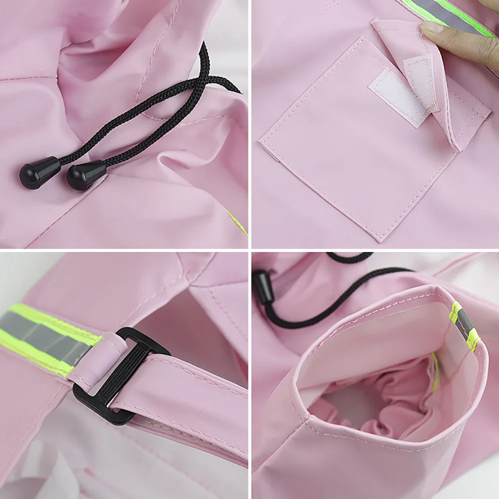 Large Waterproof Hooded Dog Raincoat, Reflective Windproof Corgi Cloak Style Puppy Jacket