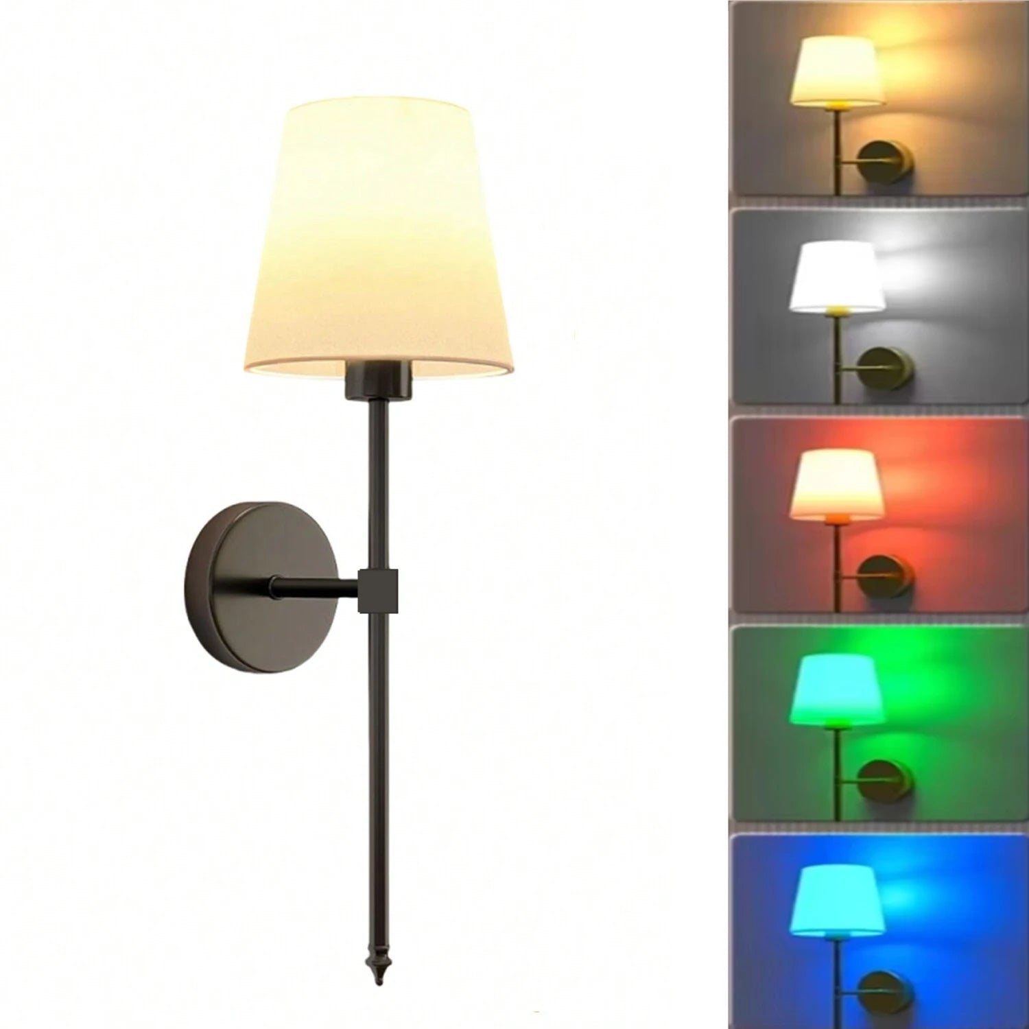 Rechargeable Wireless Wall Lamp with Detachable E27 Bulb — Dimmable LED Remote Control, 10 Color Modes