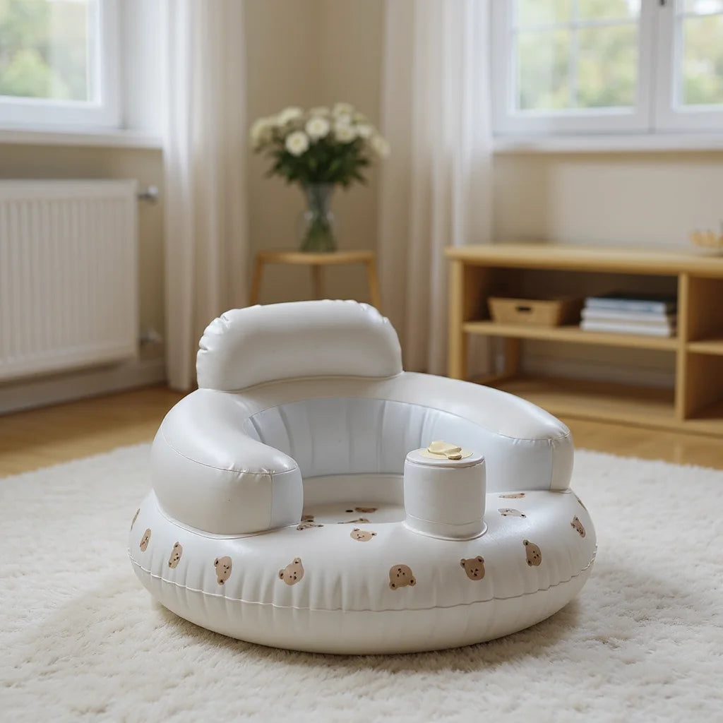 Portable Inflatable Baby Seat — PVC Infant Sofa & Bath Stool, Multifunctional Learning/Sitting Practice Chair (57×48×35 cm / 22.4×18.9×13.8 in)