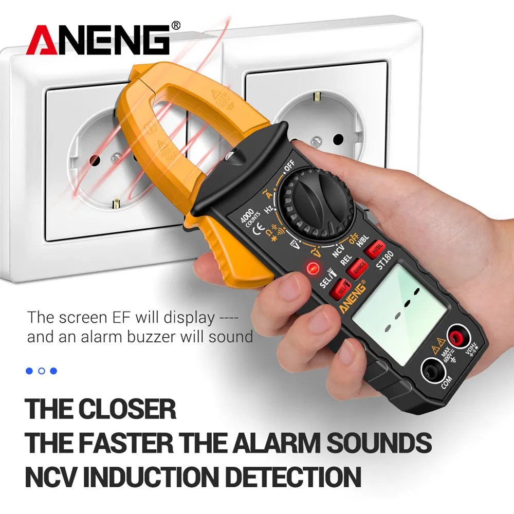 Digital AC Clamp Meter 4000 Counts Multimeter – AC/DC Voltage & Current Tester with NCV, Capacitance, Frequency, Ohms