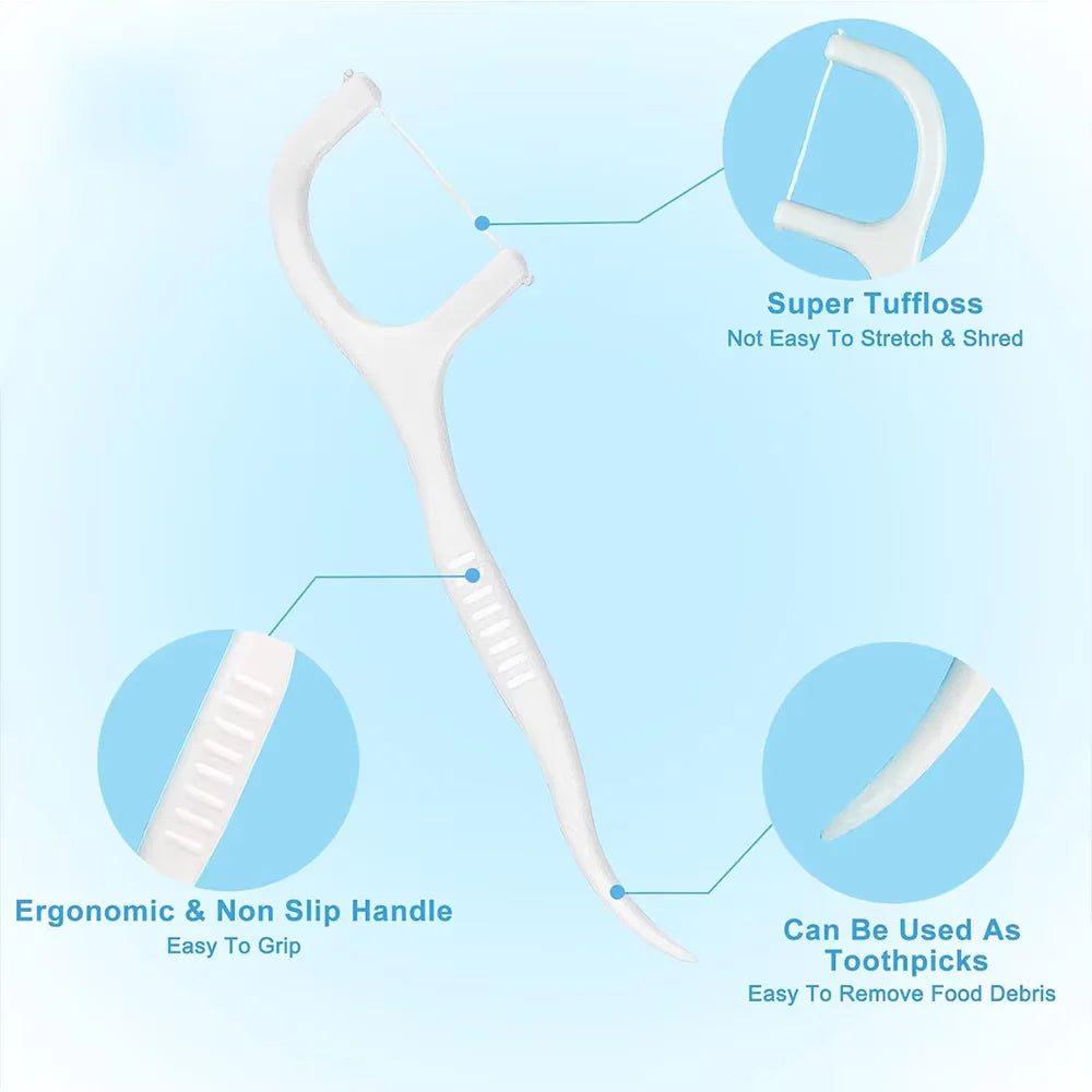50-Pack Dental Floss Picks Interdental Toothpicks and Mini Brushes for Oral Hygiene