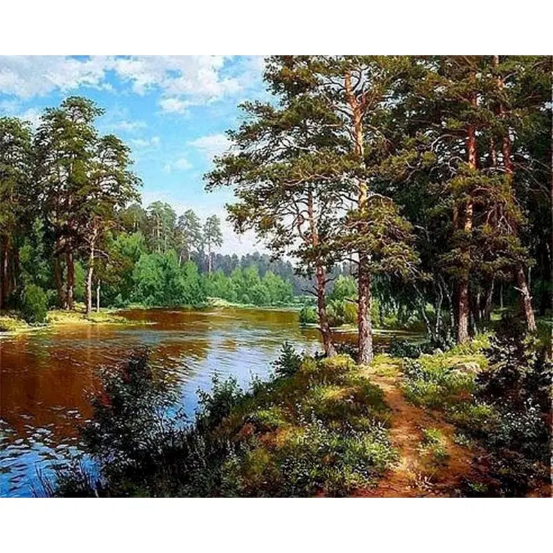 Paint-by-Number Landscape Canvas Kit for Adults — DIY Acrylic Painting Set with Brushes, Paints & Hangers, Multiple Sizes (40×50 cm / 15.7×19.7 in; 50×65 cm / 19.7×25.6 in; 60×75 cm / 23.6×29.5 in)