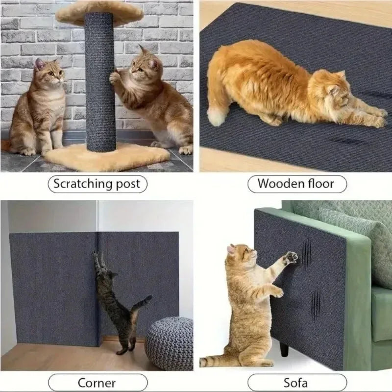Self-Adhesive Cat Scratcher Mat 60 x 200 cm (23.6 x 78.7 in) – Trimmable Sofa Protector Carpet for Cats