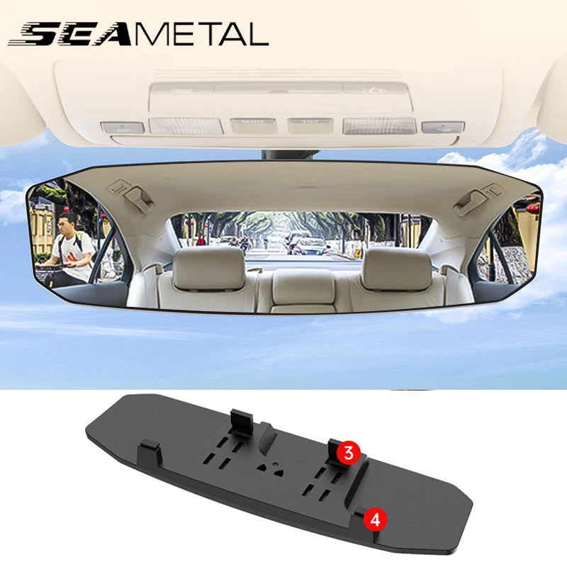 Wide-Angle Convex Anti-Glare Rearview Mirror for Car Interior – Universal Baby/Child Seat Monitor, Sun Visor Clip (299 x 90 mm / 11.8 x 3.5 in or 244 x 90 mm / 9.6 x 3.5 in)