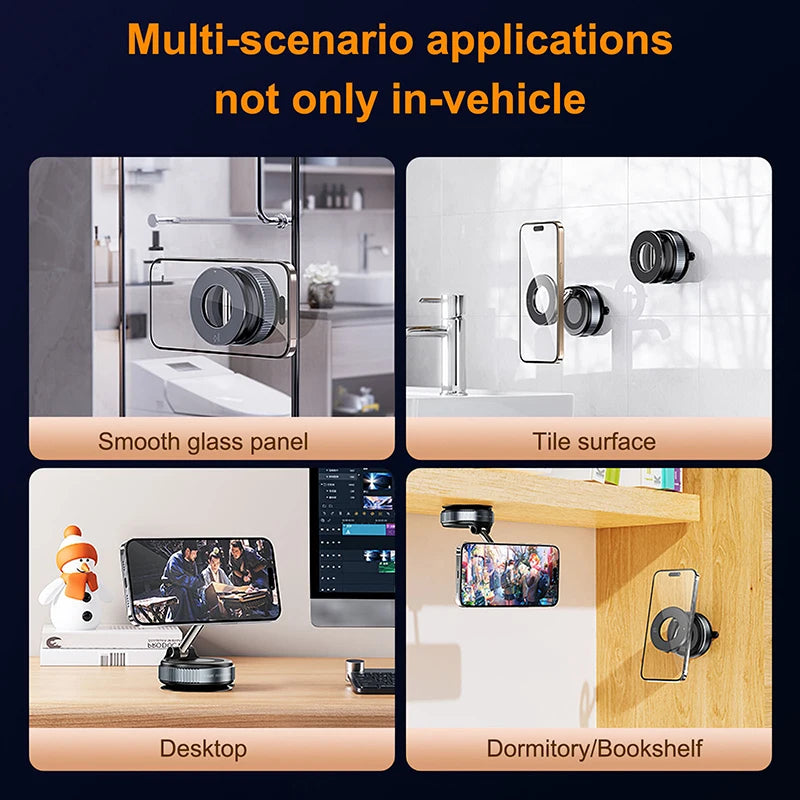 Universal Magnetic 360° Foldable Car Phone Mount Vacuum Suction Holder for iPhone & Smartphones