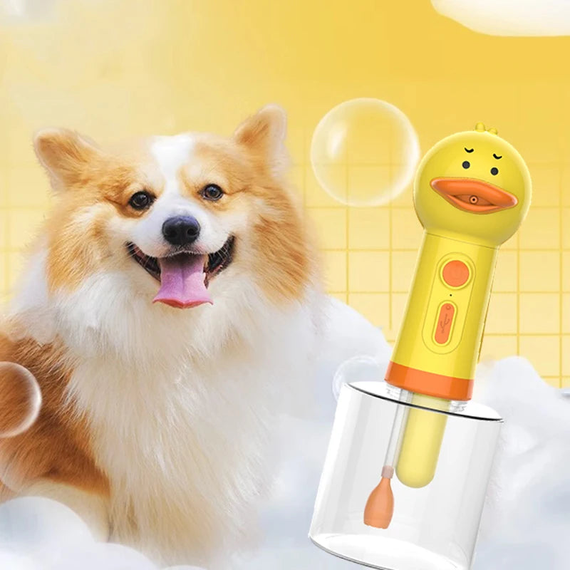 Yellow Duck Pet Foam Soap Dispenser – USB Rechargeable Automatic Foaming Dog Bath Sprayer