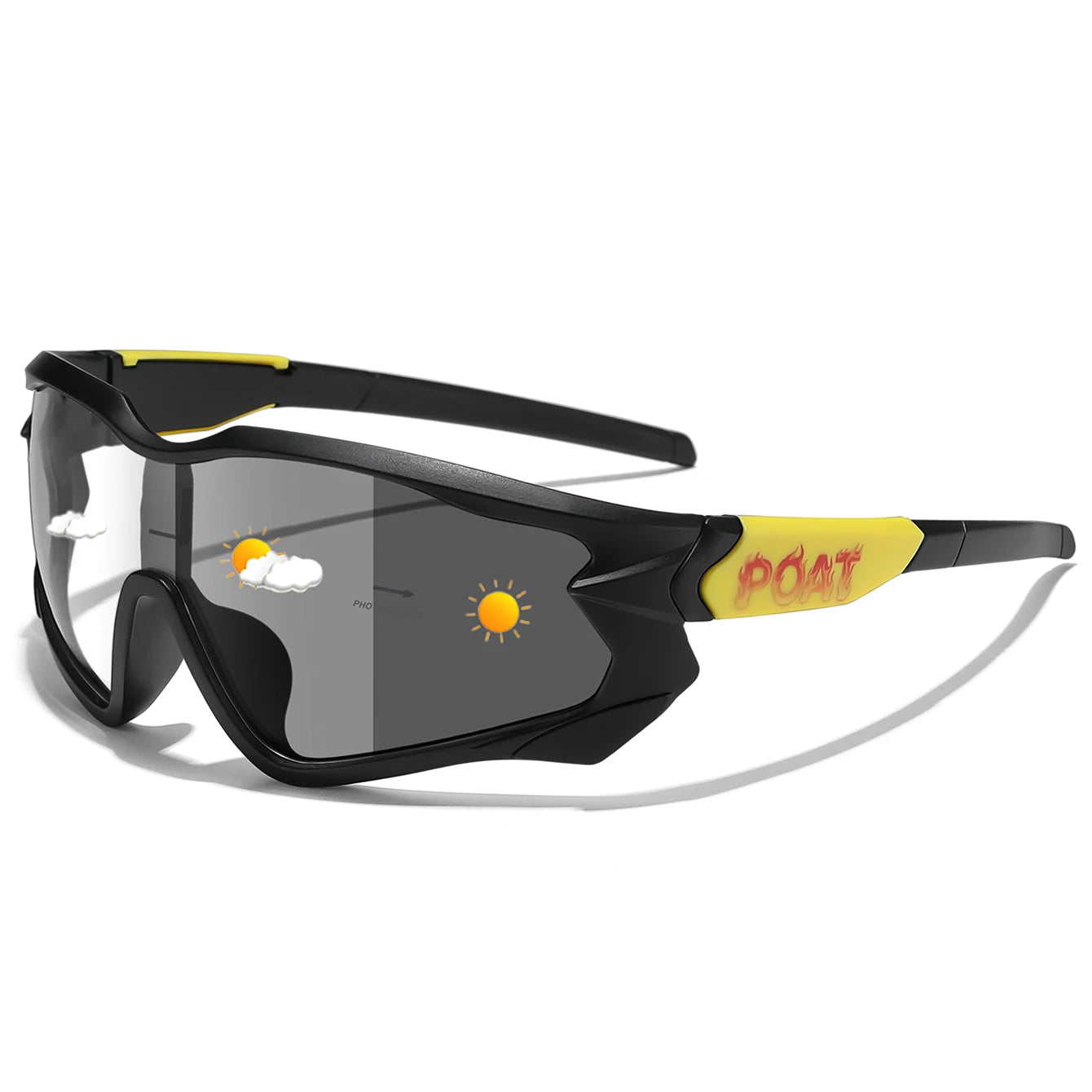 Unisex Photochromic Road Bike Sunglasses - Polycarbonate Lenses, 142 mm (5.6 in) W x 58 mm (2.3 in) H