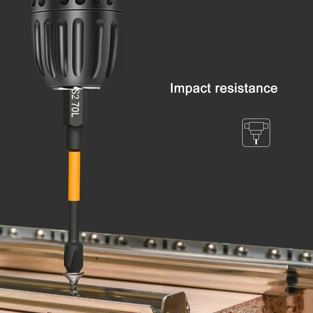 3-Pack S2 Impact Magnetic Phillips (Cross) Screwdriver Bits 50/65/70mm Anti-Slip for Electric Drills