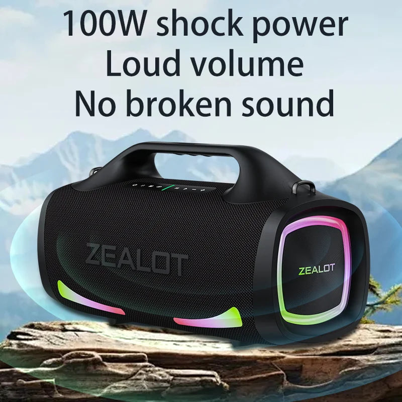 100W Wireless Portable Outdoor Speaker with Built-In Subwoofer, Hi‑Fi Sound, Dual Pairing, Fast Charging 24000mAh, Waterproof