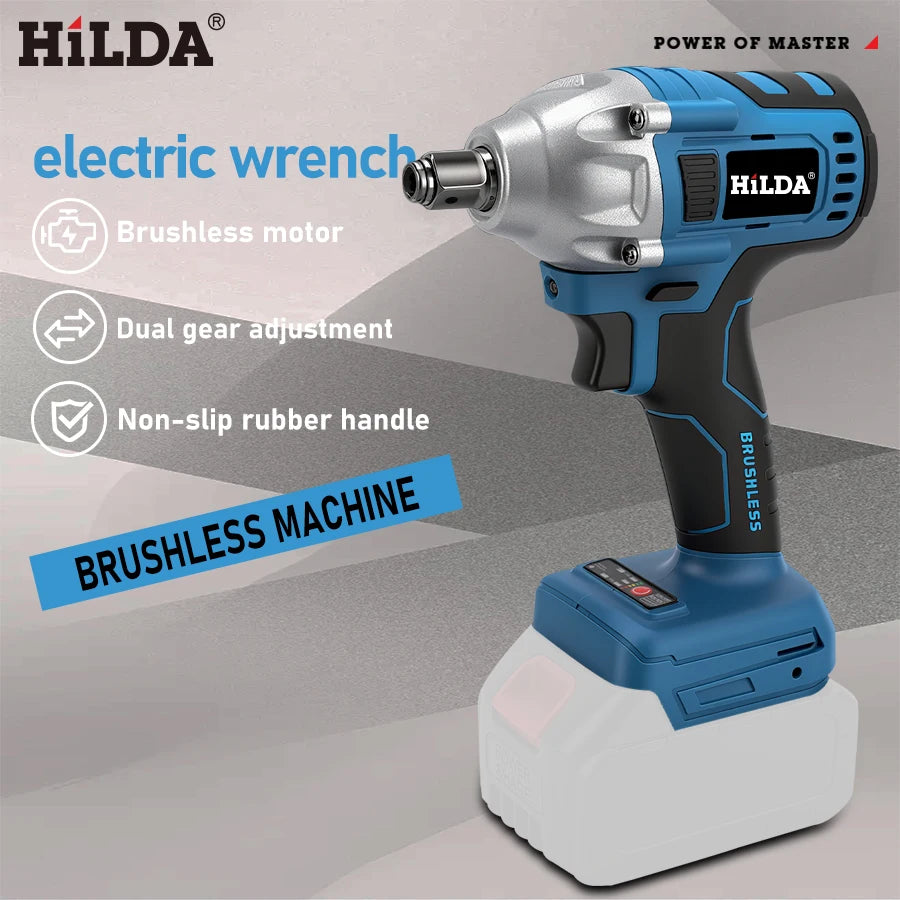 Brushless Cordless 1/2-Inch Impact Wrench — Rechargeable, 18V Battery Compatible