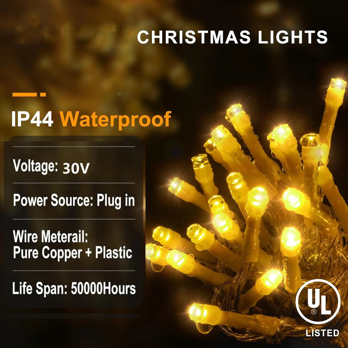 Starry Outdoor LED Festoon Fairy Lights – Warm White & Cool White Strobe, 28 m (92 ft) Extendable, Drops 0.4/0.5/0.6 m (16/20/24 in)