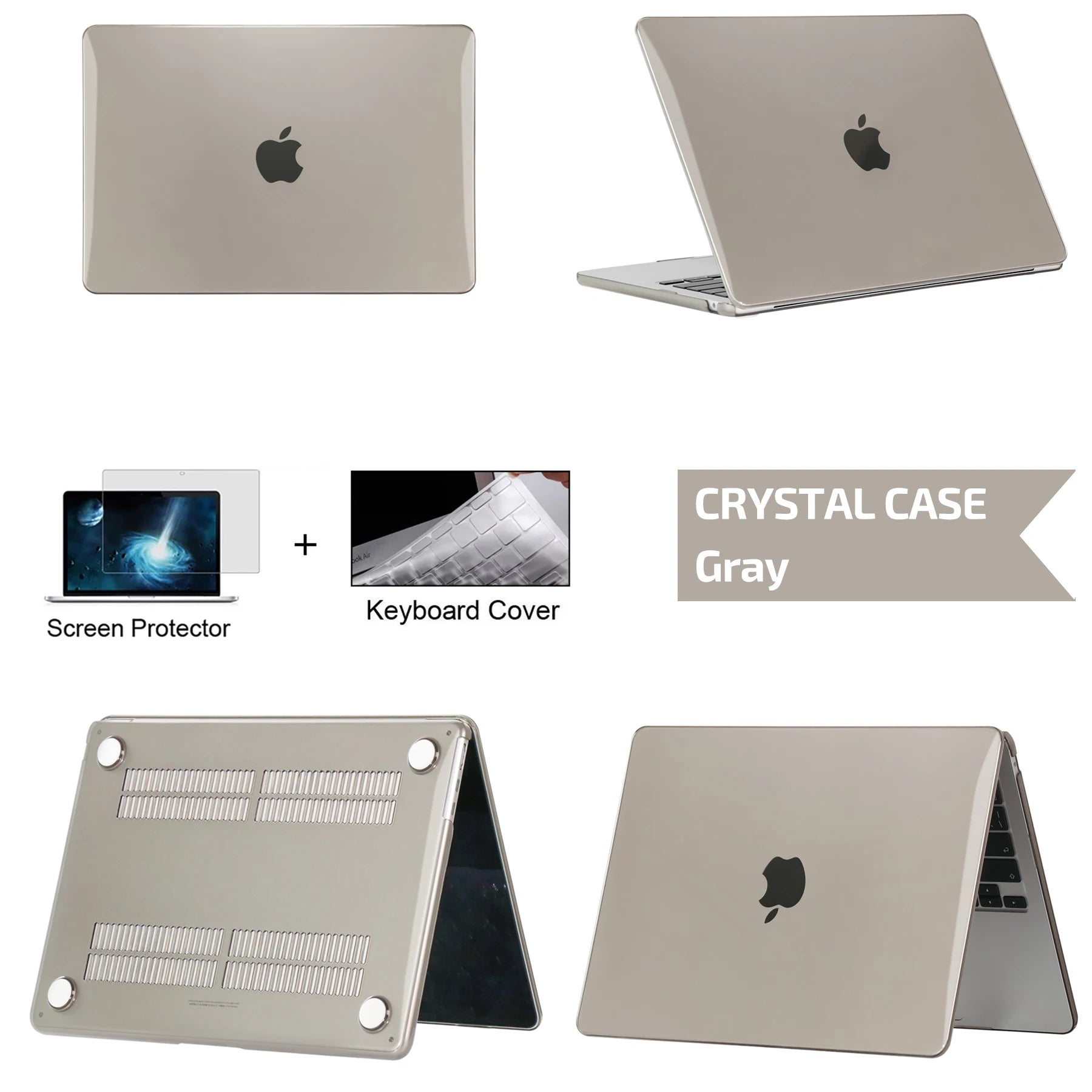 Hard Shell Protective Laptop Case for MacBook Air & Pro 13/13.6/14/16 Inch – PVC Snap-On Cover with Keyboard Cover & Screen Protector
