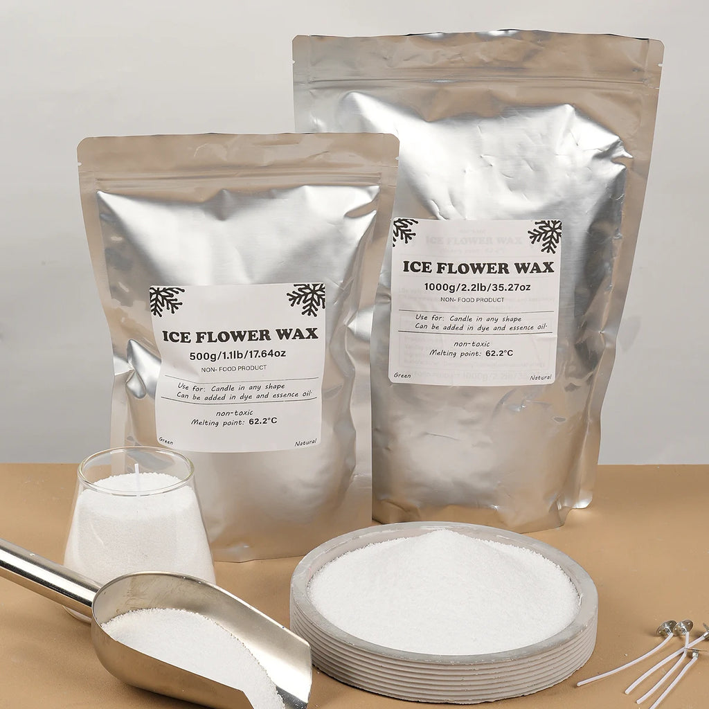 White Sand Wax 500–1000g (17.6–35.3 oz) for DIY Candle Making — Snowflake Wax Pearls & Ice Flower Scented Candle Accessories