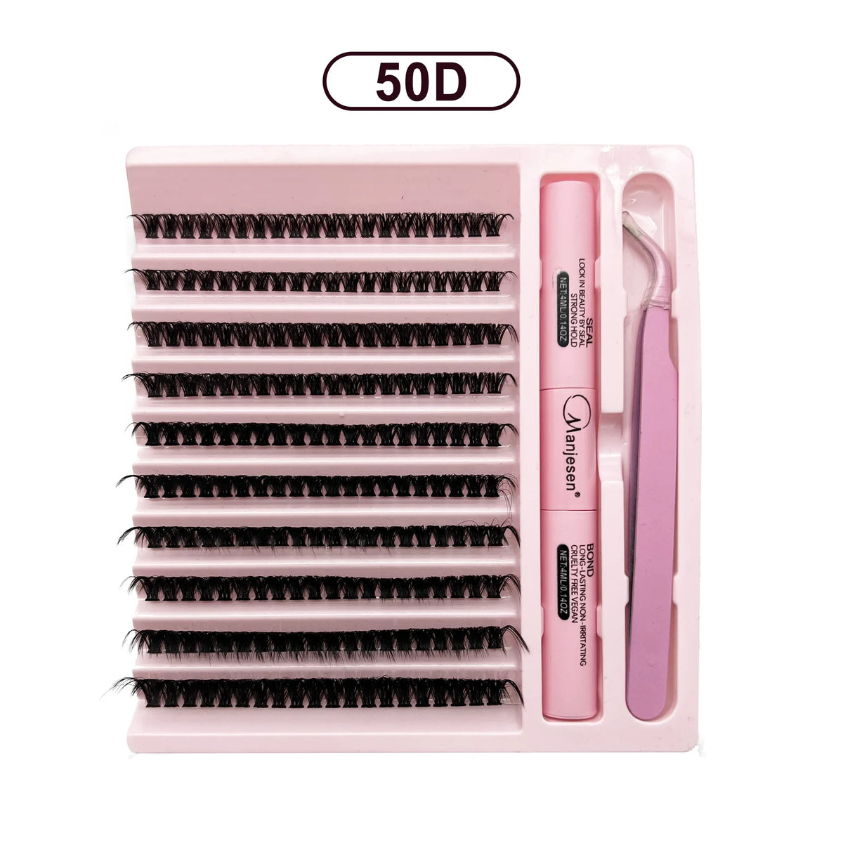 DIY Eyelash Extension Kit – Cluster Lashes with Dual-Ended Bond & Seal Glue, Tweezers and Makeup Accessories