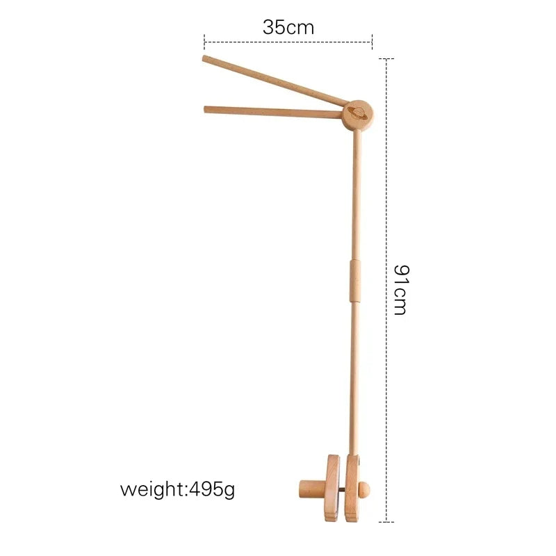 Wooden Crochet Crib Mobile with Felt Rattles – Hanging Bed Bell Toy for Newborns & Infants 0-12 Months
