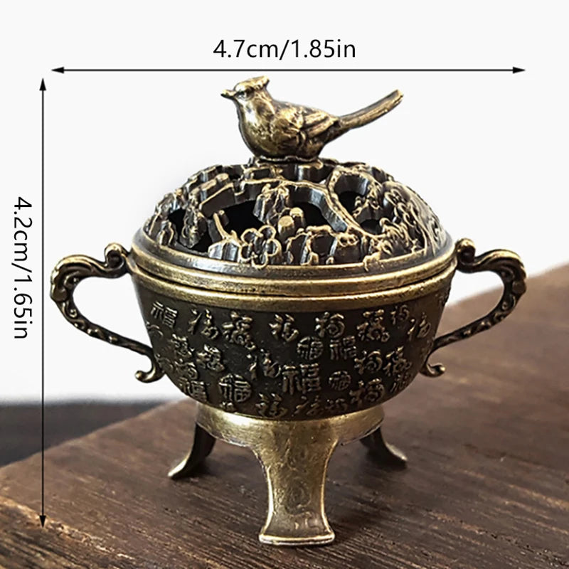 Antique Style Metal Incense Burner Lamp Candle Holder, Conical Aromatherapy Home Decor Gift