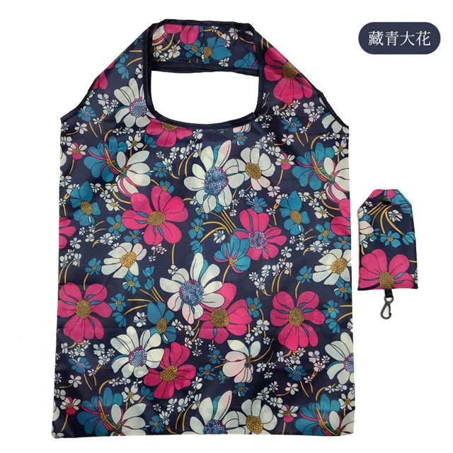 Foldable Reusable Grocery Tote Bag, Lemon Print Eco-Friendly Travel & Beach Pouch