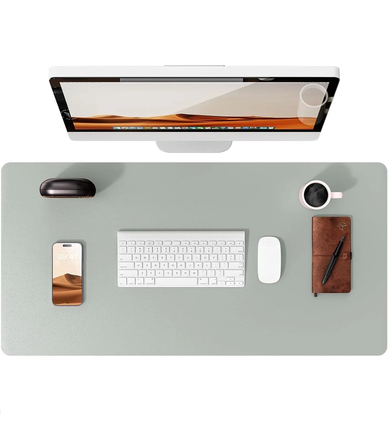 Large PU Leather Desk Pad - Non-Slip Waterproof Office Mouse Pad & Laptop Desk Mat