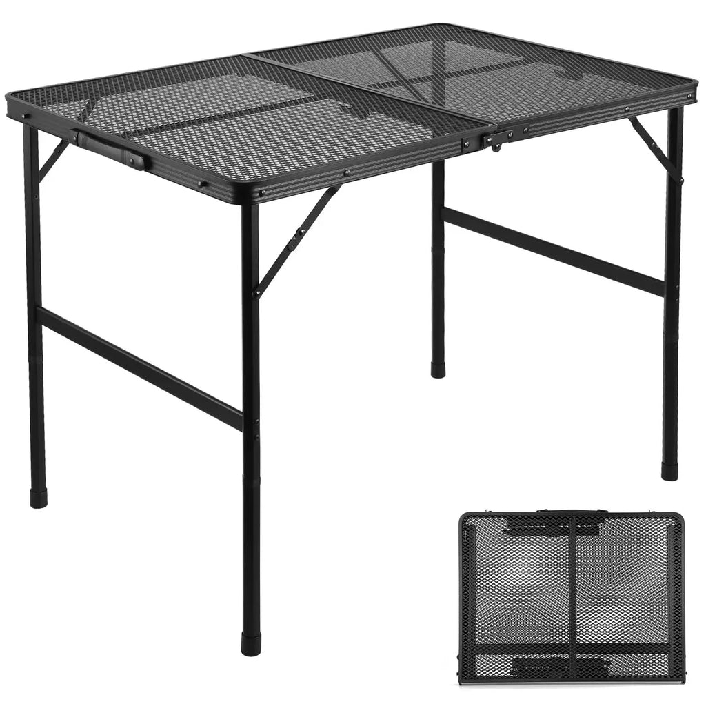 Portable Folding Aluminum Mesh Grill Table for Outdoor Camping, BBQ, RV & Picnic — 23.6 in (60 cm) & 35.4 in (90 cm)