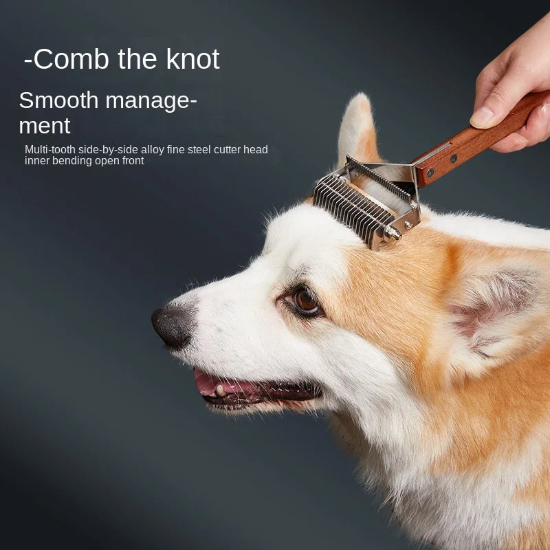 Self-Cleaning Pet Brush for Dogs & Cats – Stainless Steel Dematting Comb & Hair Remover