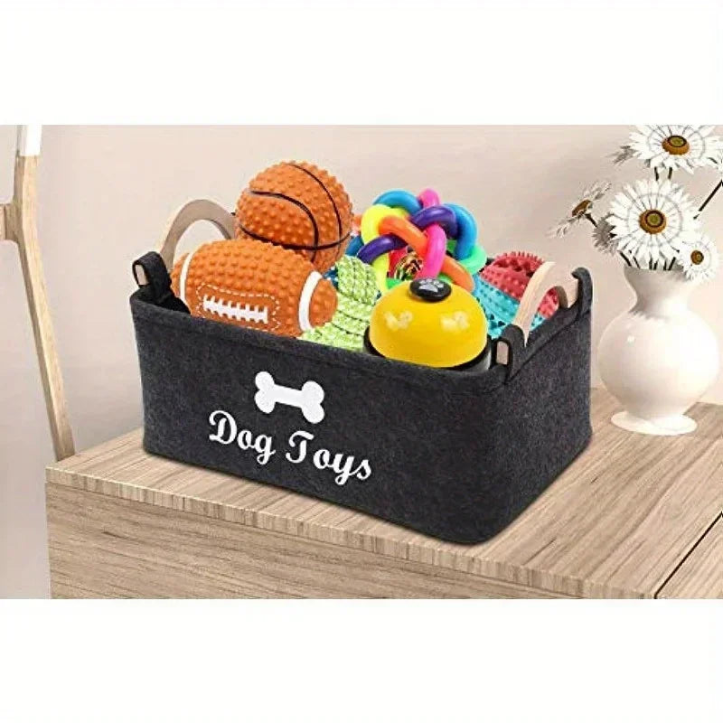 Felt Pet Toy Box Dog Toy Storage Basket Organizer for Plush Toys