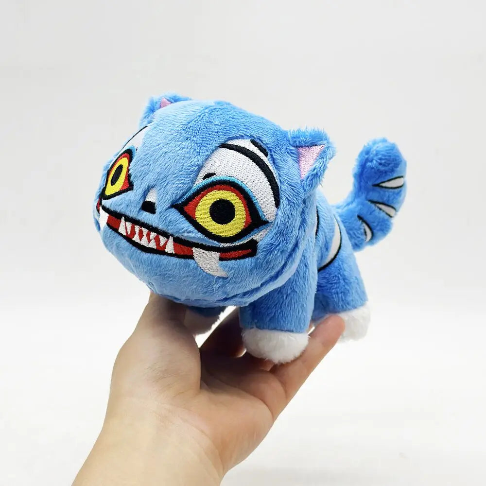 Demon Hunter Blue Tiger Plush Toy, 7.9 in (20 cm) Kawaii Soft Cat Pillow Gift for Kids & Teens