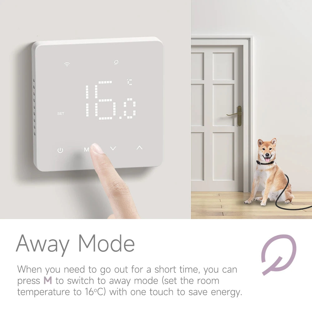 WiFi Smart Room Thermostat for Underfloor Heating — Tuya/Smart Life Compatible, Works with Alexa & Google Home