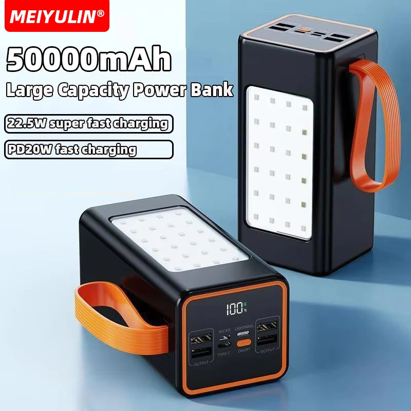 50000/30000mAh High-Capacity Power Bank 22.5W USB-C Fast Charging Portable External Battery for iPhone Samsung Xiaomi