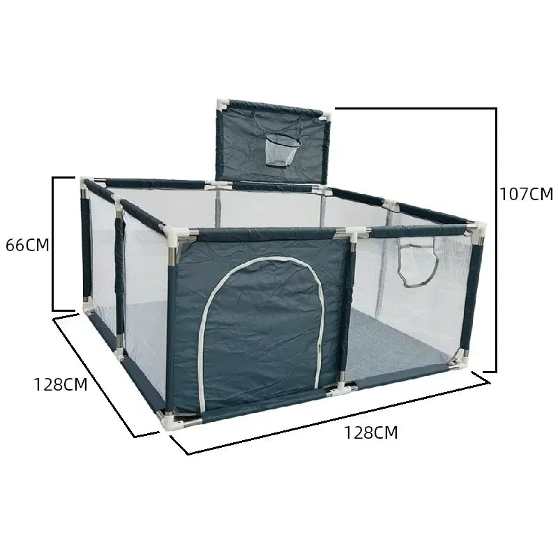 Square Baby Playpen 50.4 x 50.4 x 26 in (128 x 128 x 66 cm) Toddler Play Yard Ball Pit Safety Fence