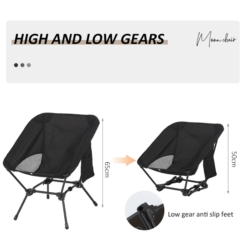 Square Frame Beach & Fishing Stool - Four-Corner Folding Moon Chair, Lightweight Iron Tube Camping Seat