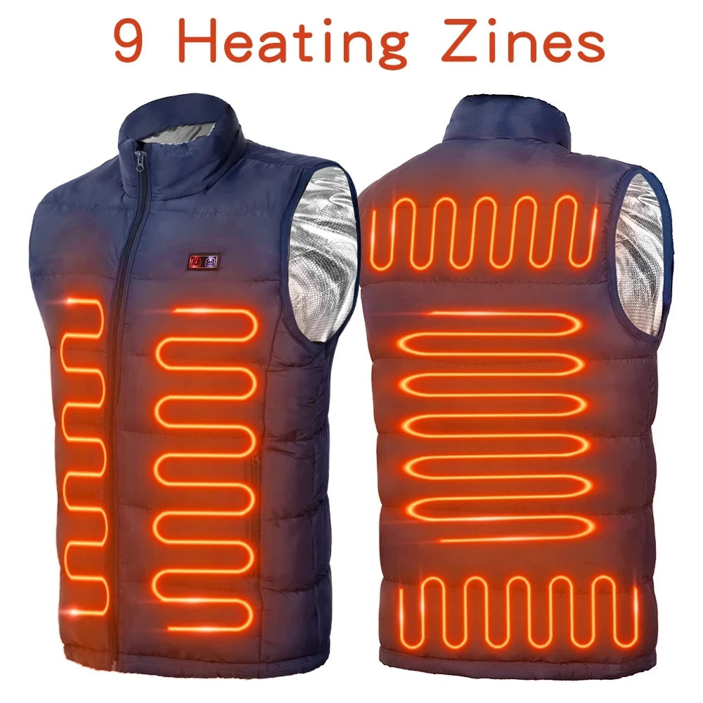 9-Zone USB Heated Vest Graphene Electric Heated Jacket for Men & Women, Outdoor Camping & Sportswear
