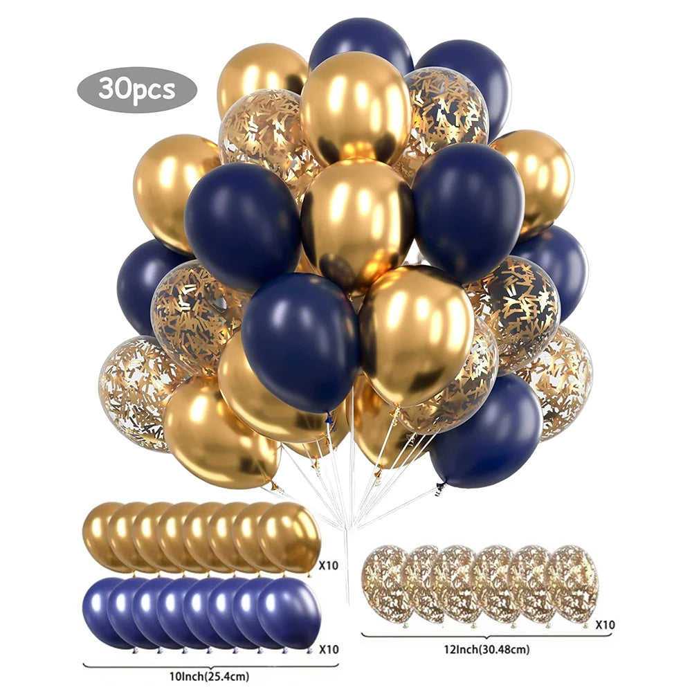 30-Pack 12-Inch (30 cm) Pearl White & Gold Confetti Balloons, Party Decorations for Birthday, Wedding & Anniversary