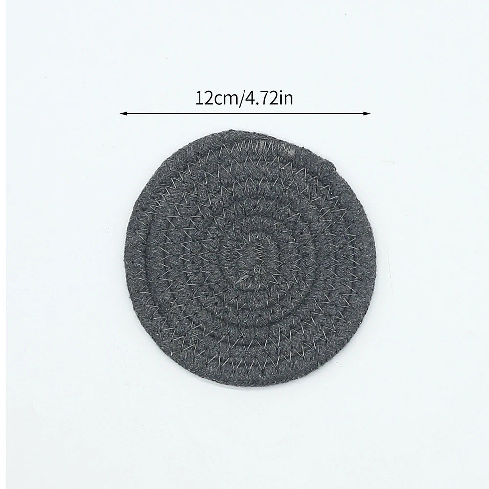 Woven Cotton-Linen Drink Coaster - Heat Resistant, Absorbent Cup Mat for Tabletop Protection