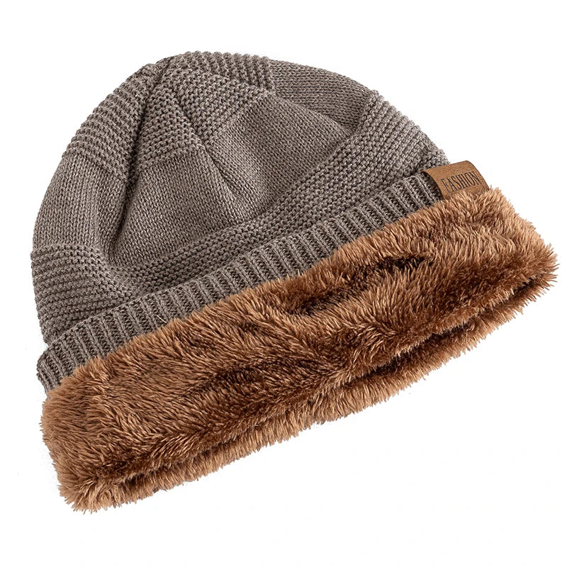 Unisex Fur-Lined Slouchy Winter Beanie – Warm Knit Hat for Men & Women