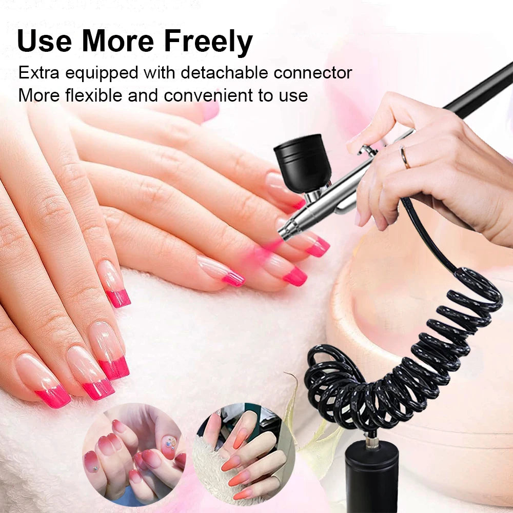 Portable Airbrush Compressor Kit for Nail Art, Cake Decorating & Crafts – 0.3mm Nozzle, Rechargeable