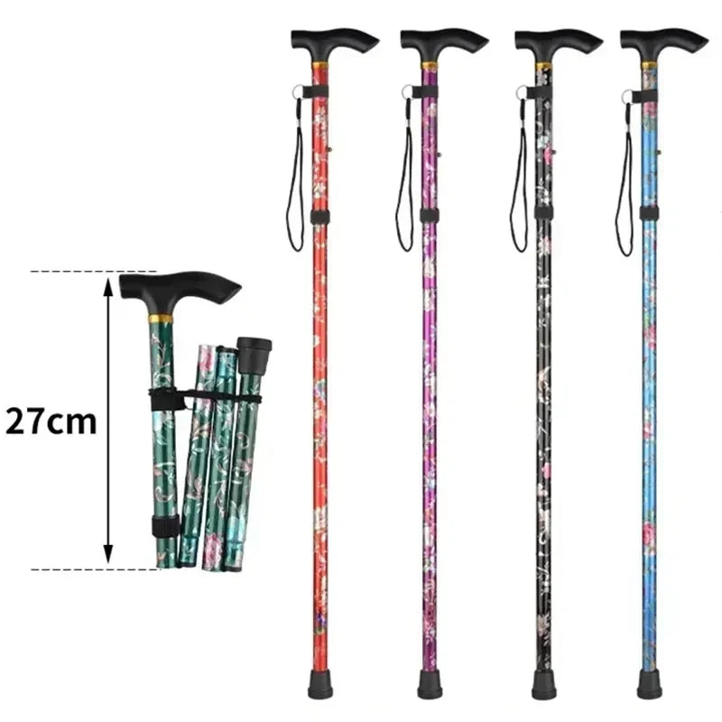 Adjustable Telescopic Trekking Poles — 5-Section Folding Hiking & Walking Stick with T-Handle and Rubber Tip, 82–92 cm (32–36 in)