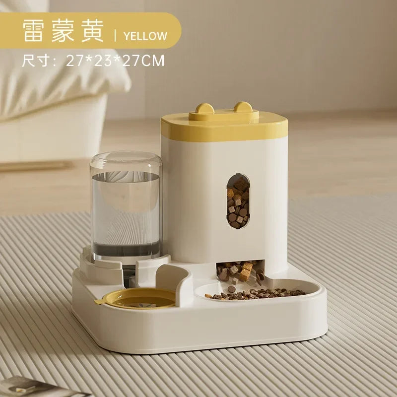 Automatic Non-Electric Pet Feeder with Water Fountain, Gravity-Fed Large-Capacity Dog & Cat Food Dispenser