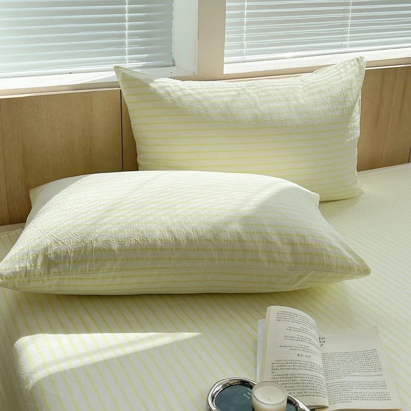 2-Pack 100% Cotton Pillowcases 48 x 74 cm (18.9 x 29.1 in) - Striped Pillow Covers, Skin-Friendly