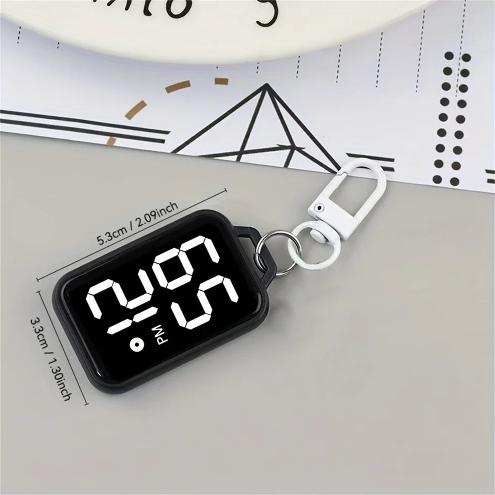 LED Keychain Digital Pocket Watch - Mini Electronic Timepiece for Backpacks & Keys
