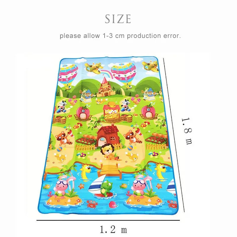 Double-Sided Baby Play Mat 71 x 47 in (180 x 120 cm) – EVA Foam Toddler Crawling Rug, Educational Animal Pattern, Waterproof Soft Floor