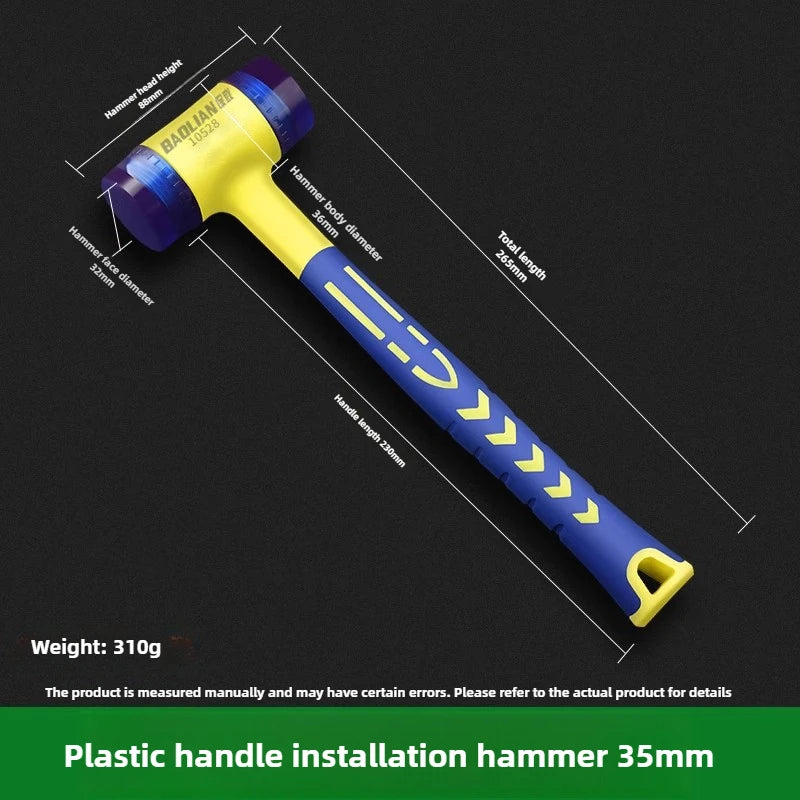 Double-Head Rubber Installation Hammer 25–45mm (1.0–1.8 in) – Replaceable Heads, Insulated Non-Slip Rubber Handle