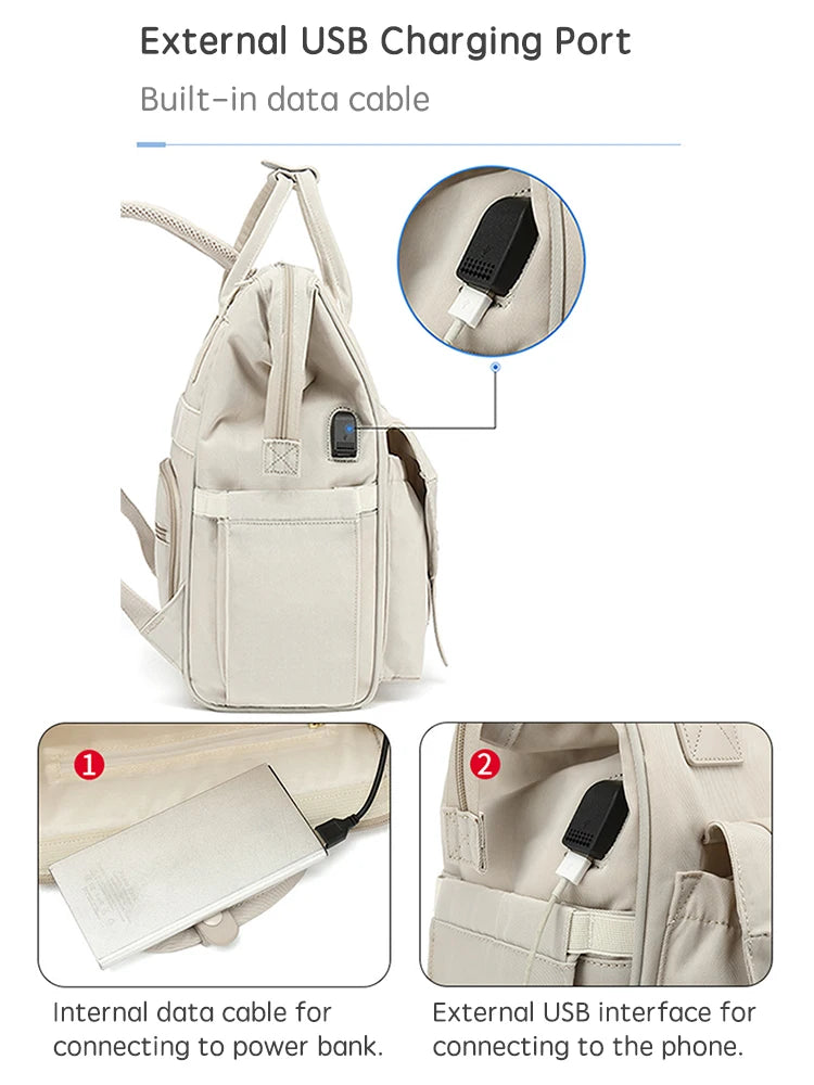 Waterproof Diaper Backpack with 2 Stroller Hooks — Maternity Mommy Nappy Bag for Travel & Outdoor