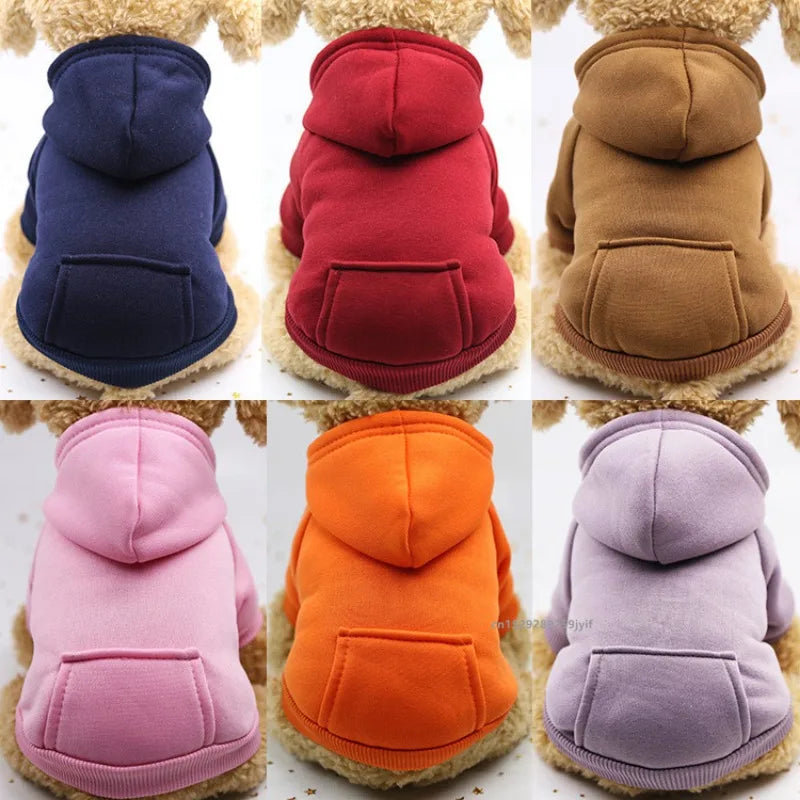 Winter Hoodie Pet Coat for Dogs & Cats, Soft Polyester Puppy Jacket with Hood and Pocket, Fits Small to Large Breeds (Chihuahua, French Bulldog)