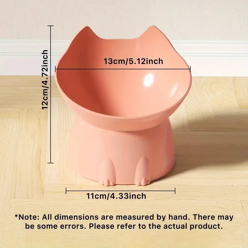 Elevated Cat Bowl 1-Pack – Anti-Tip Raised Pet Feeder with Tilted Edge for Neck Protection